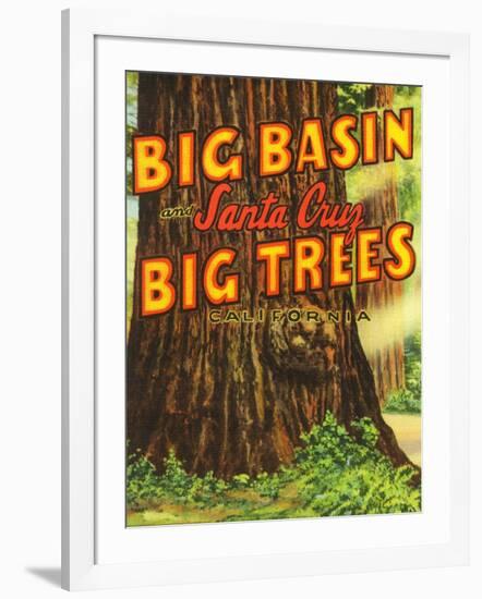 Santa Cruz, California - Big Trees Park, Big Basin Letters-Lantern Press-Framed Art Print