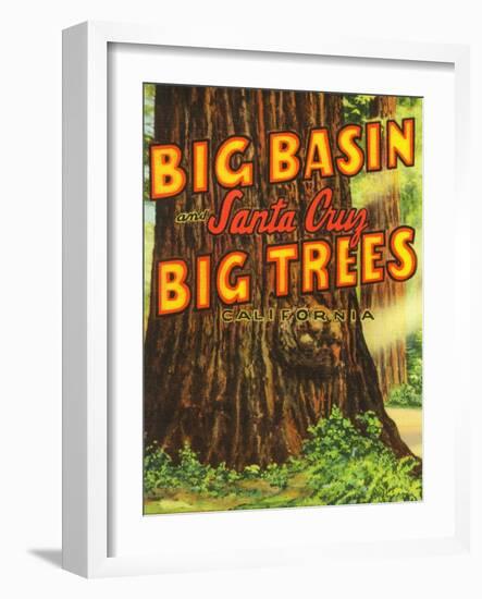 Santa Cruz, California - Big Trees Park, Big Basin Letters-Lantern Press-Framed Art Print