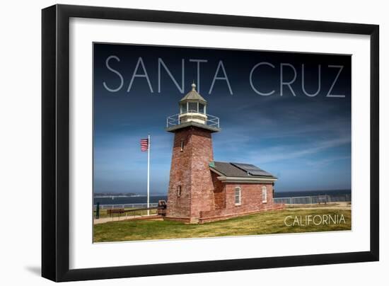 Santa Cruz, California - Brick Lighthouse-Lantern Press-Framed Art Print