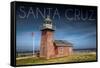 Santa Cruz, California - Brick Lighthouse-Lantern Press-Framed Stretched Canvas