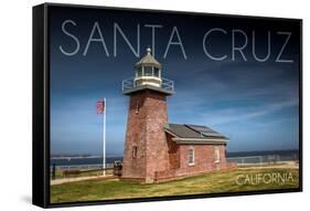 Santa Cruz, California - Brick Lighthouse-Lantern Press-Framed Stretched Canvas