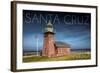 Santa Cruz, California - Brick Lighthouse-Lantern Press-Framed Art Print