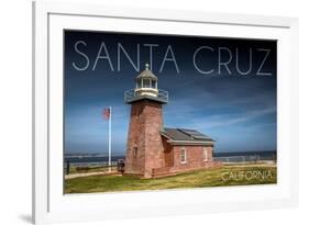 Santa Cruz, California - Brick Lighthouse-Lantern Press-Framed Art Print