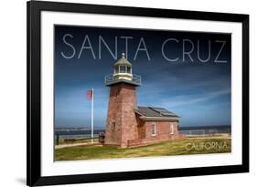 Santa Cruz, California - Brick Lighthouse-Lantern Press-Framed Art Print