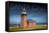 Santa Cruz, California - Brick Lighthouse-Lantern Press-Framed Stretched Canvas