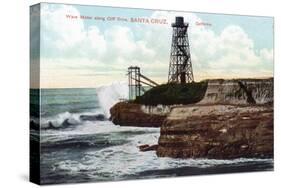 Santa Cruz, California - Cliff Drive View of the Wave Motor-Lantern Press-Stretched Canvas