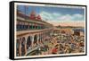 Santa Cruz, California - Crowds on the Beach in Front of Casino-Lantern Press-Framed Stretched Canvas