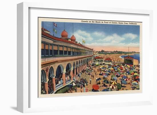 Santa Cruz, California - Crowds on the Beach in Front of Casino-Lantern Press-Framed Art Print