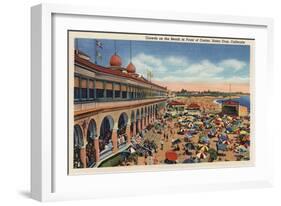 Santa Cruz, California - Crowds on the Beach in Front of Casino-Lantern Press-Framed Art Print