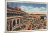 Santa Cruz, California - Crowds on the Beach in Front of Casino-Lantern Press-Mounted Art Print