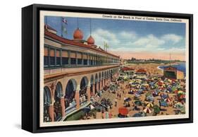 Santa Cruz, California - Crowds on the Beach in Front of Casino-Lantern Press-Framed Stretched Canvas