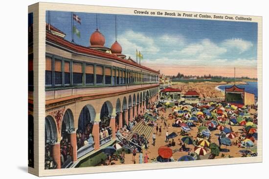 Santa Cruz, California - Crowds on the Beach in Front of Casino-Lantern Press-Stretched Canvas