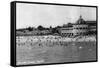 Santa Cruz, California - Crowds on the Beach Photograph-Lantern Press-Framed Stretched Canvas