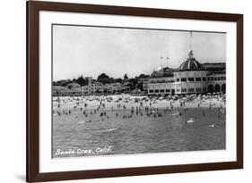 Santa Cruz, California - Crowds on the Beach Photograph-Lantern Press-Framed Premium Giclee Print