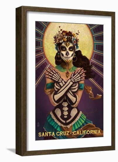 Santa Cruz, California - Day of the Dead Crossbones-Lantern Press-Framed Art Print