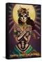 Santa Cruz, California - Day of the Dead Crossbones-Lantern Press-Framed Stretched Canvas