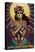 Santa Cruz, California - Day of the Dead Crossbones-Lantern Press-Stretched Canvas