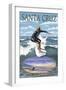 Santa Cruz, California - Day Surfer-Lantern Press-Framed Art Print