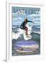 Santa Cruz, California - Day Surfer-Lantern Press-Framed Art Print