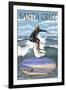 Santa Cruz, California - Day Surfer-Lantern Press-Framed Art Print