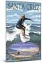 Santa Cruz, California - Day Surfer-Lantern Press-Mounted Art Print