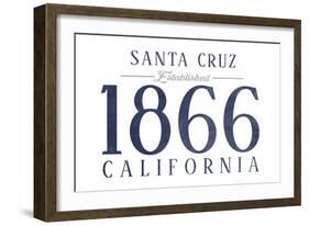 Santa Cruz, California - Established Date (Blue)-Lantern Press-Framed Art Print