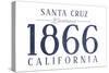 Santa Cruz, California - Established Date (Blue)-Lantern Press-Stretched Canvas