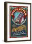 Santa Cruz, California - Giant Dipper Roller Coaster Vintage Sign-Lantern Press-Framed Art Print