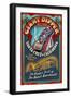 Santa Cruz, California - Giant Dipper Roller Coaster Vintage Sign-Lantern Press-Framed Art Print