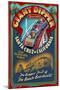 Santa Cruz, California - Giant Dipper Roller Coaster Vintage Sign-Lantern Press-Mounted Art Print