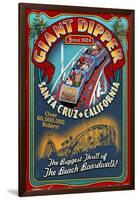 Santa Cruz, California - Giant Dipper Roller Coaster Vintage Sign-Lantern Press-Framed Art Print