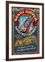 Santa Cruz, California - Giant Dipper Roller Coaster Vintage Sign-Lantern Press-Framed Art Print