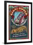 Santa Cruz, California - Giant Dipper Roller Coaster Vintage Sign-Lantern Press-Framed Art Print