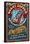 Santa Cruz, California - Giant Dipper Roller Coaster Vintage Sign-Lantern Press-Framed Stretched Canvas