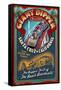 Santa Cruz, California - Giant Dipper Roller Coaster Vintage Sign-Lantern Press-Framed Stretched Canvas