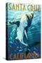 Santa Cruz, California - Great White Shark-Lantern Press-Stretched Canvas