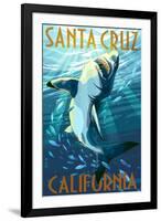 Santa Cruz, California - Great White Shark-Lantern Press-Framed Art Print