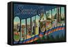 Santa Cruz, California - Large Letter Scenes-Lantern Press-Framed Stretched Canvas