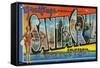 Santa Cruz, California - Large Letter Scenes-Lantern Press-Framed Stretched Canvas