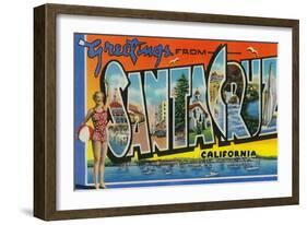 Santa Cruz, California - Large Letter Scenes-Lantern Press-Framed Art Print