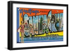 Santa Cruz, California - Large Letter Scenes-Lantern Press-Framed Art Print