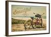 Santa Cruz, California - Life is a Beautiful Ride - Beach Cruisers-Lantern Press-Framed Art Print