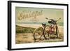 Santa Cruz, California - Life is a Beautiful Ride - Beach Cruisers-Lantern Press-Framed Art Print