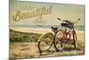 Santa Cruz, California - Life is a Beautiful Ride - Beach Cruisers-Lantern Press-Mounted Art Print