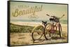 Santa Cruz, California - Life is a Beautiful Ride - Beach Cruisers-Lantern Press-Framed Stretched Canvas