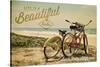 Santa Cruz, California - Life is a Beautiful Ride - Beach Cruisers-Lantern Press-Stretched Canvas