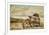 Santa Cruz, California - Life is a Beautiful Ride - Beach Cruisers-Lantern Press-Framed Premium Giclee Print