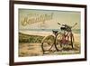 Santa Cruz, California - Life is a Beautiful Ride - Beach Cruisers-Lantern Press-Framed Premium Giclee Print