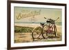 Santa Cruz, California - Life is a Beautiful Ride - Beach Cruisers-Lantern Press-Framed Premium Giclee Print