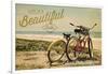Santa Cruz, California - Life is a Beautiful Ride - Beach Cruisers-Lantern Press-Framed Art Print